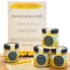 Bienenpatenschaft mit Bio-Honig (4 Stück) und Urkunde auf Graspapier und Einladung zu unserem Bienen-Event im Sommer.