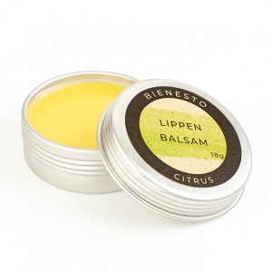 Natürliche Lippenpflege Citrus mit Bienenwachs und Jojobaöl in der Dose aus 100% natürlichen Inhaltstoffen